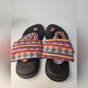Sanuk  Yoga Sling Womens Tribal Aztec Colorful Print Slingback sandal Sz 8
